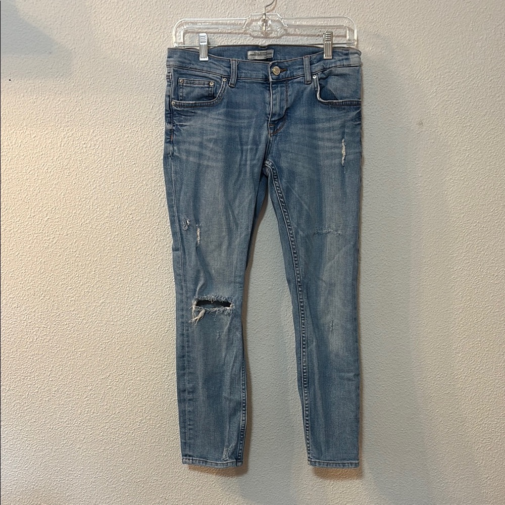 Zara Blue Skinny Jeans with Distressed Details